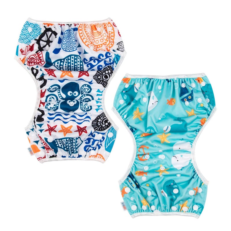 ALVABABY Swim Diapers Large Size 2pcs Pack Reuseable &Adjustable Baby BoyZDYK05-06 - Image 3